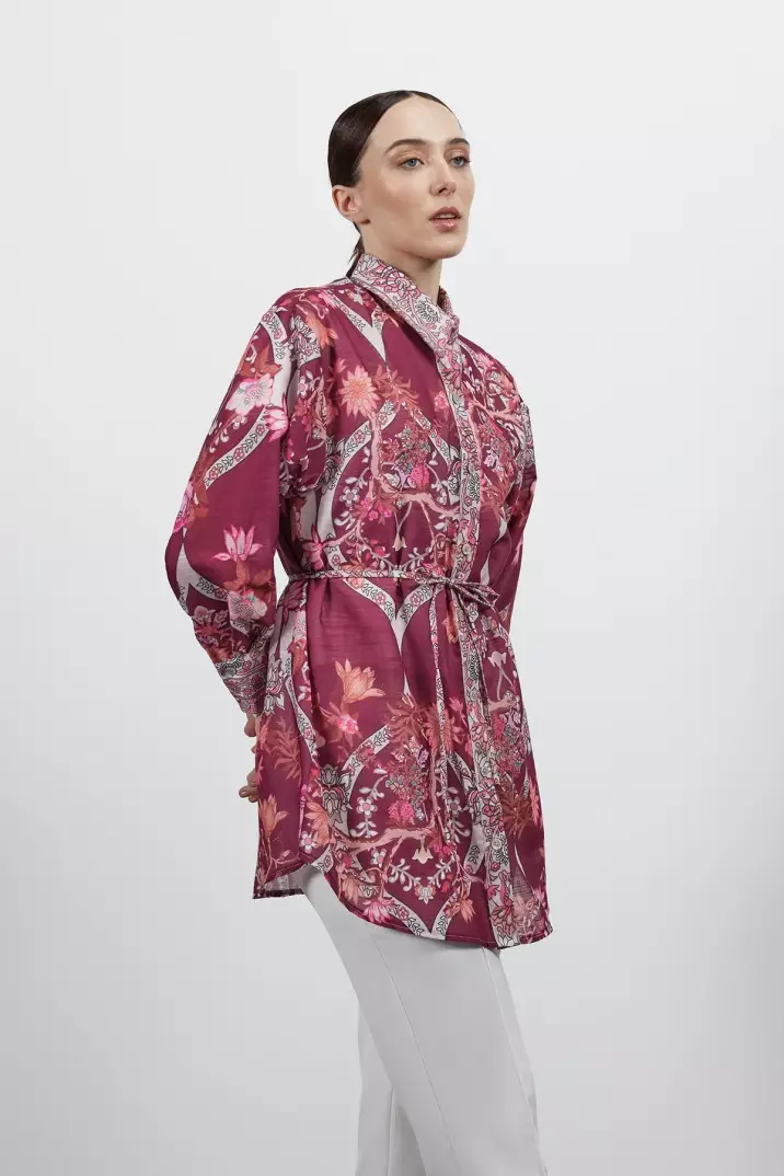 Desenli Keten Gömlek - 7