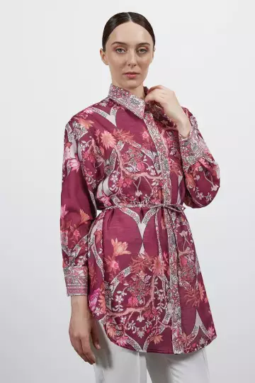 Desenli Keten Gömlek - 8
