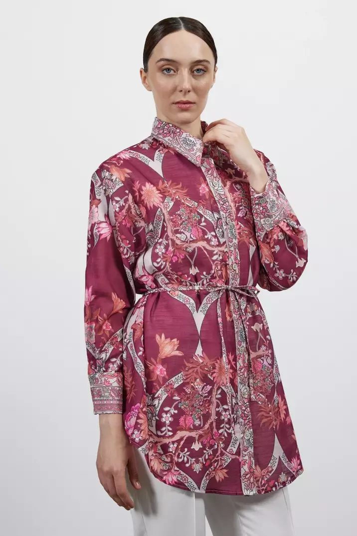 Desenli Keten Gömlek - 8