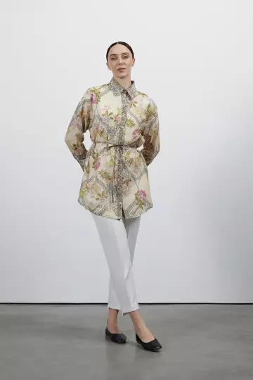 Desenli Keten Gömlek - 10