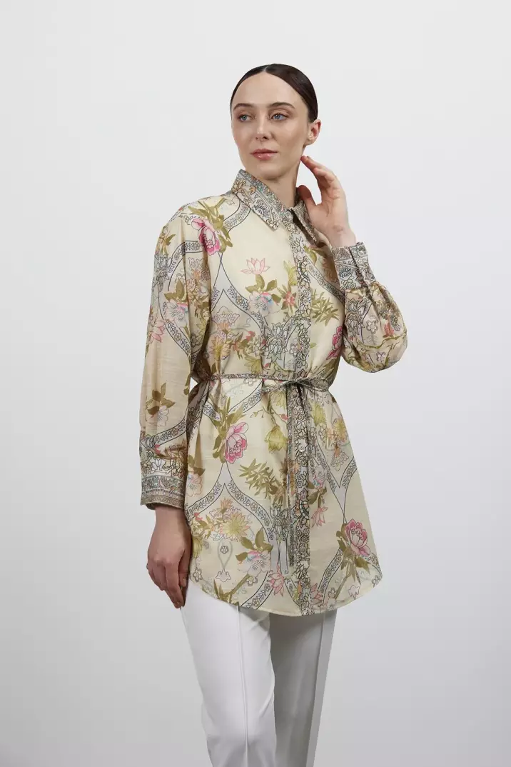 Desenli Keten Gömlek - 11