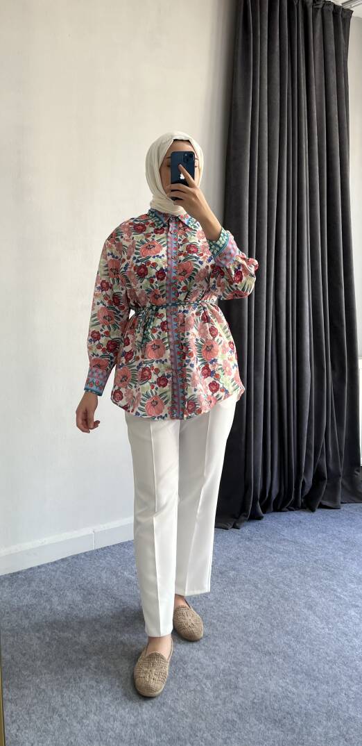 Desenli Keten Gömlek - 3