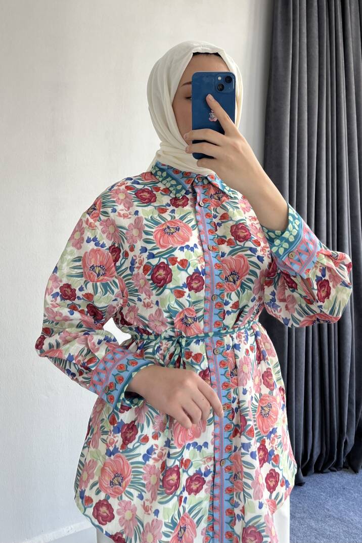 Desenli Keten Gömlek - 2