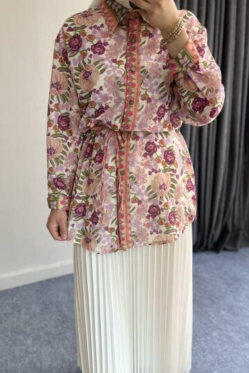 Desenli Keten Gömlek - 5