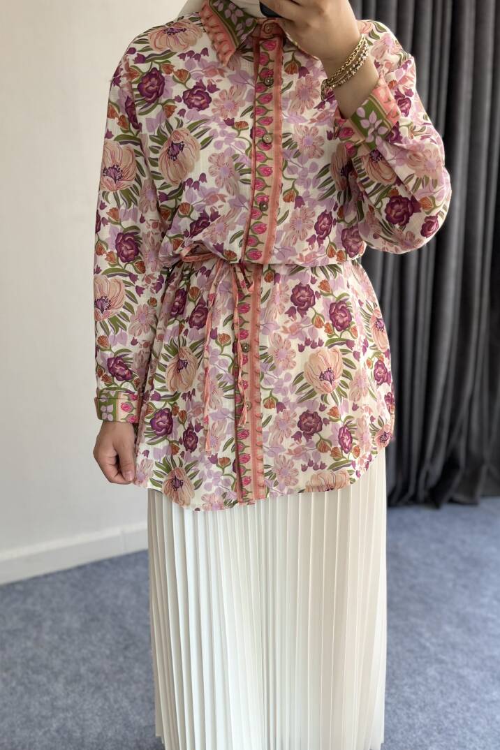 Desenli Keten Gömlek - 5