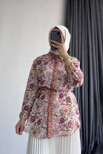 Desenli Keten Gömlek - 4