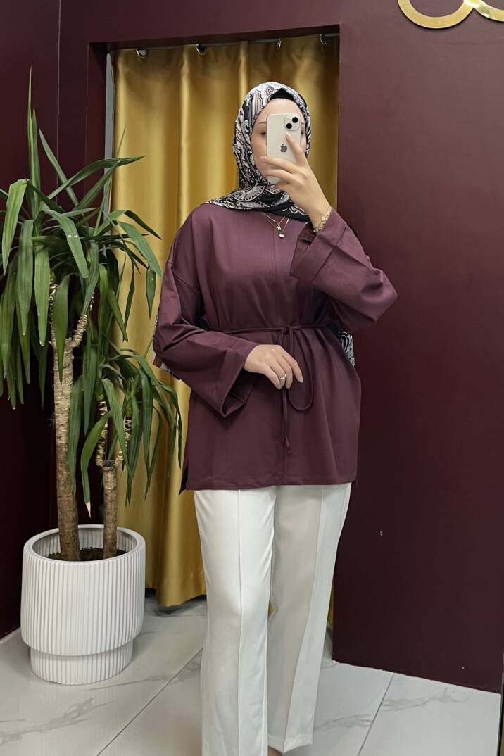 Dikiş Detaylı Yırtmaçlı Sweatshirt - 2