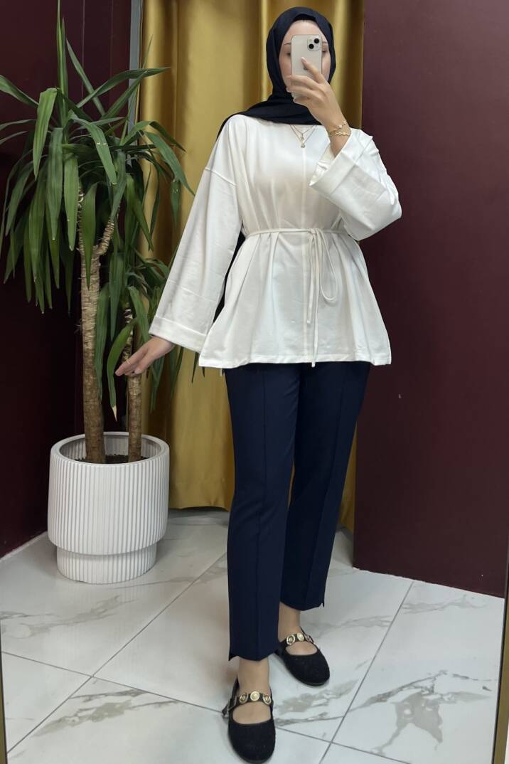 Dikiş Detaylı Yırtmaçlı Sweatshirt - 13