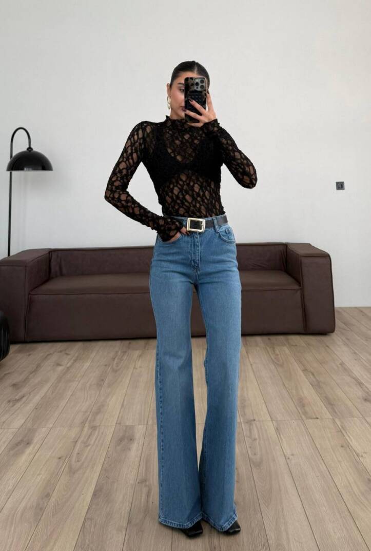 İspanyol Paça Kot Pantolon  - 1