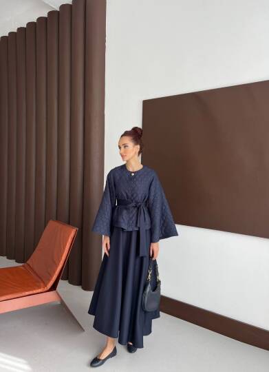 Kapitoneli Kimono Takım Lacivert