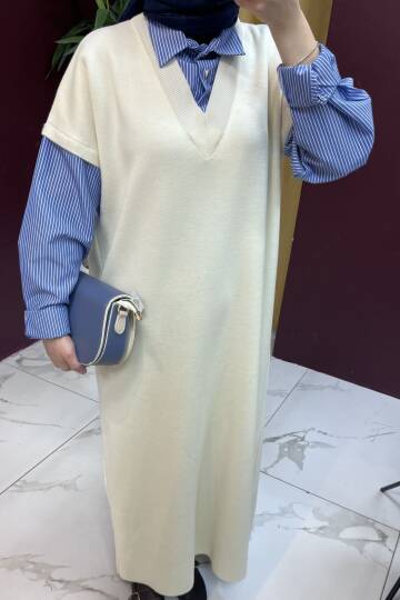 Kolu Çizgili Elbise - 6