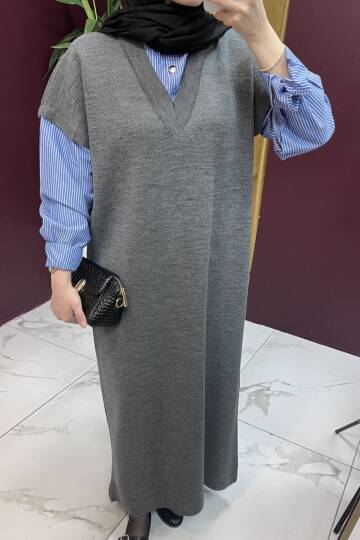 Kolu Çizgili Elbise - 9