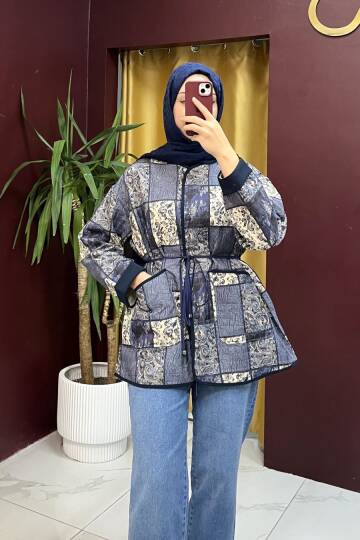 Kolu Duble Katlama Etnik Desen Ceket 