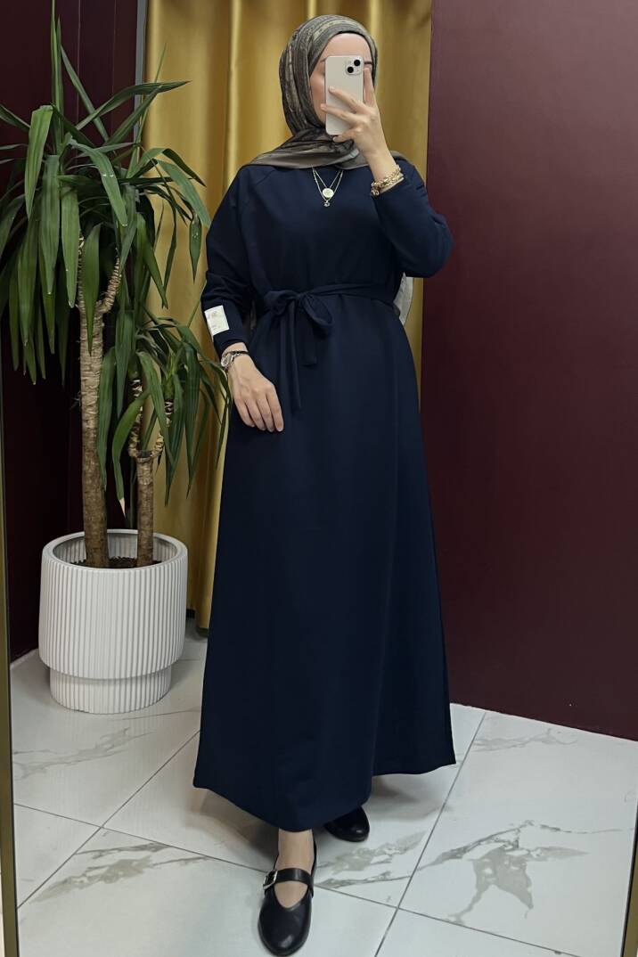 Kolu Etiket Detaylı Elbise - 16