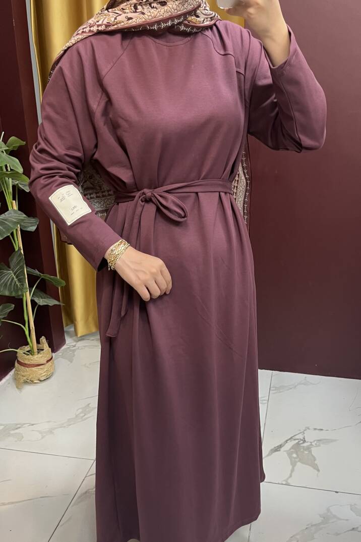 Kolu Etiket Detaylı Elbise - 18