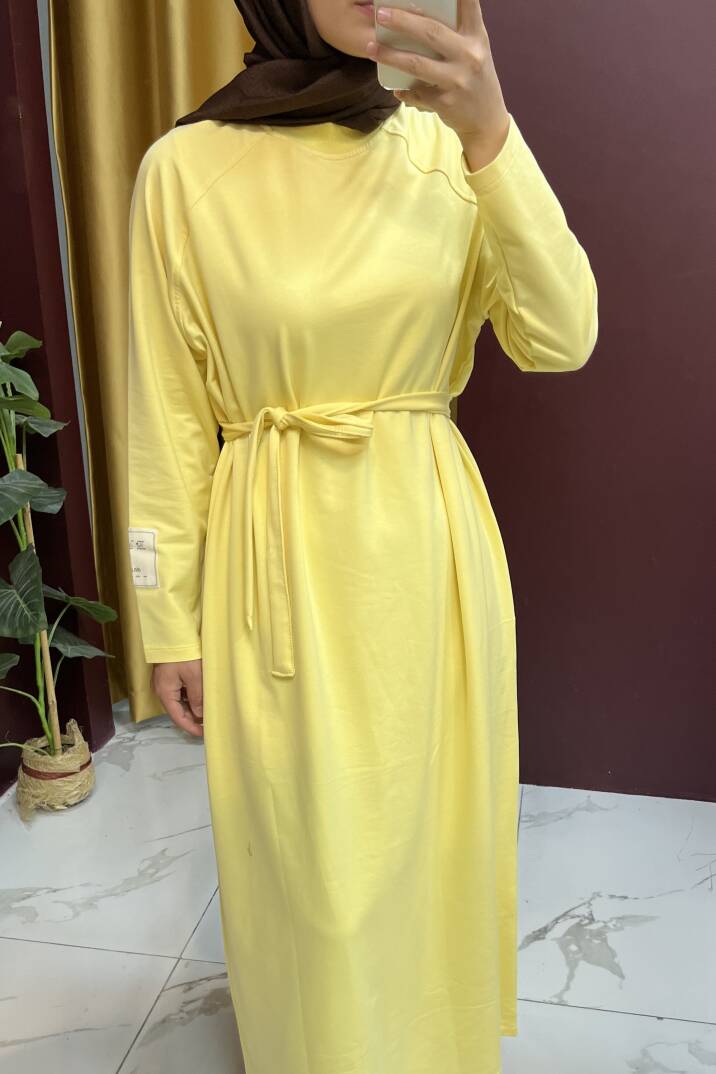 Kolu Etiket Detaylı Elbise - 12