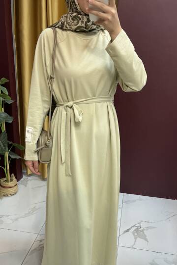 Kolu Etiket Detaylı Elbise - 26