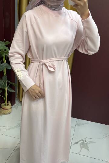 Kolu Etiket Detaylı Elbise - 29