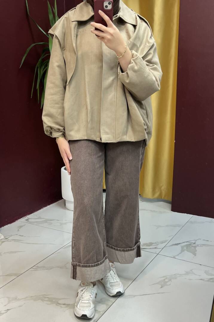 Paçası Katlı Kot Pantolon - 2