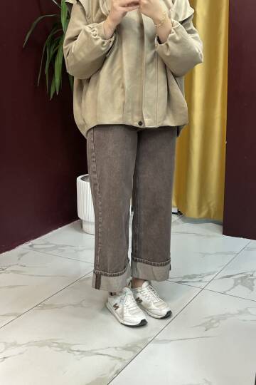 Paçası Katlı Kot Pantolon