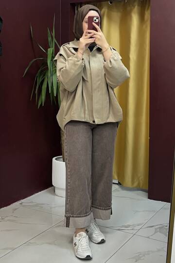 Paçası Katlı Kot Pantolon - 3