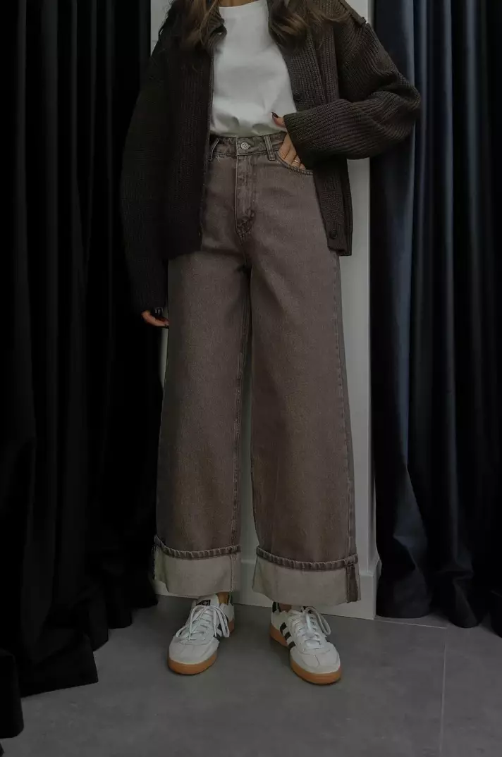 Paçası Katlı Kot Pantolon - 4