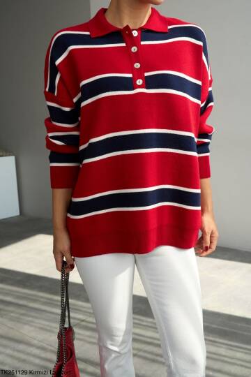 Polo Yaka Şeritli Kazak - 2