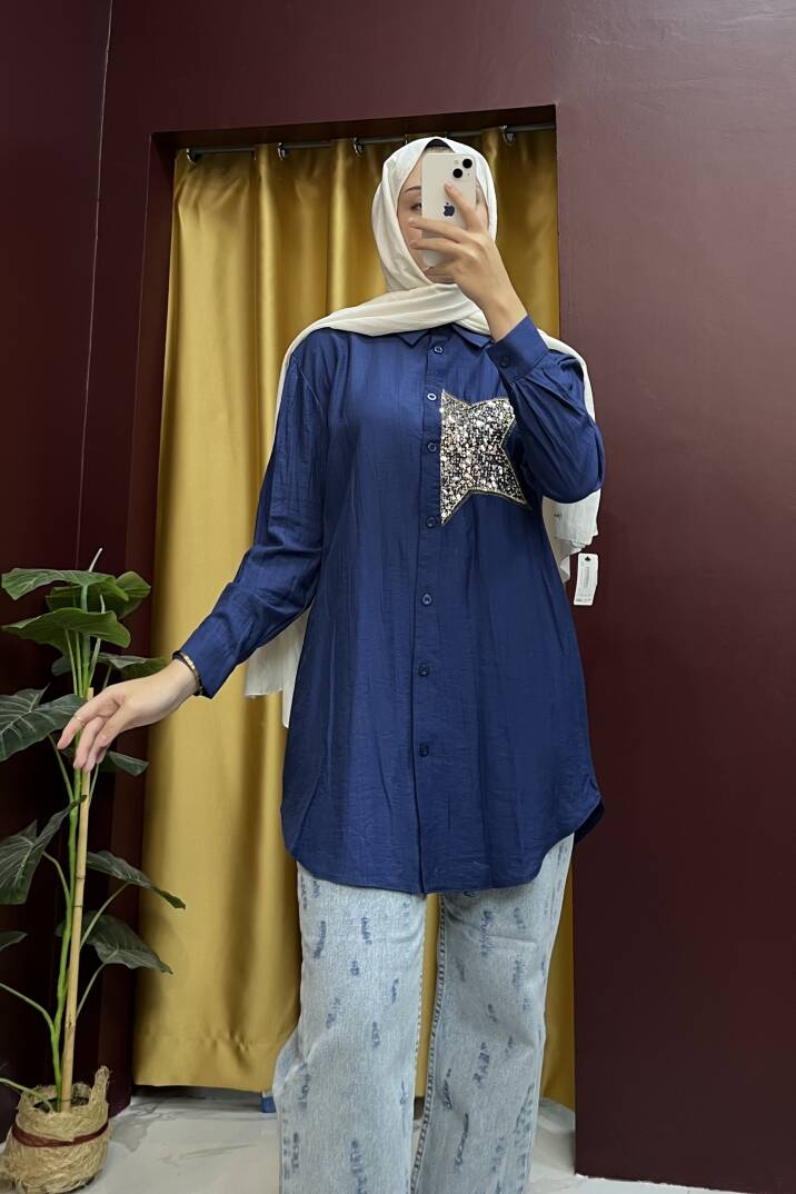 Pul Detaylı Gömlek - 3