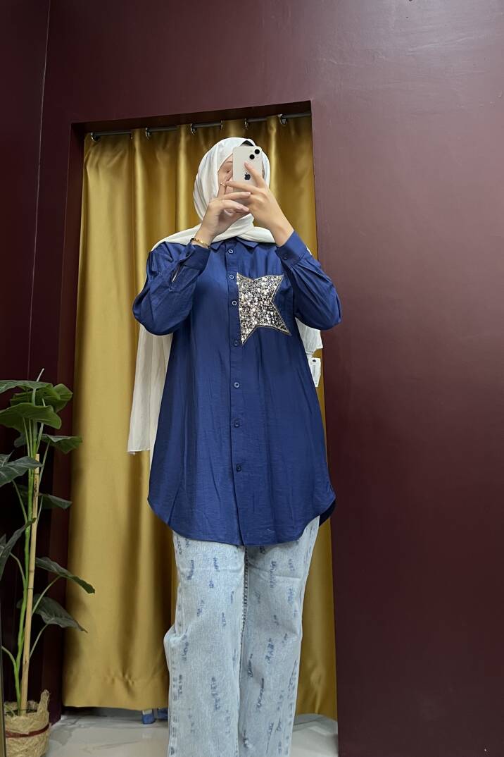 Pul Detaylı Gömlek - 4