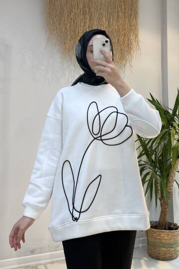 Sarmal Nakışlı Detaylı Sweat - 2