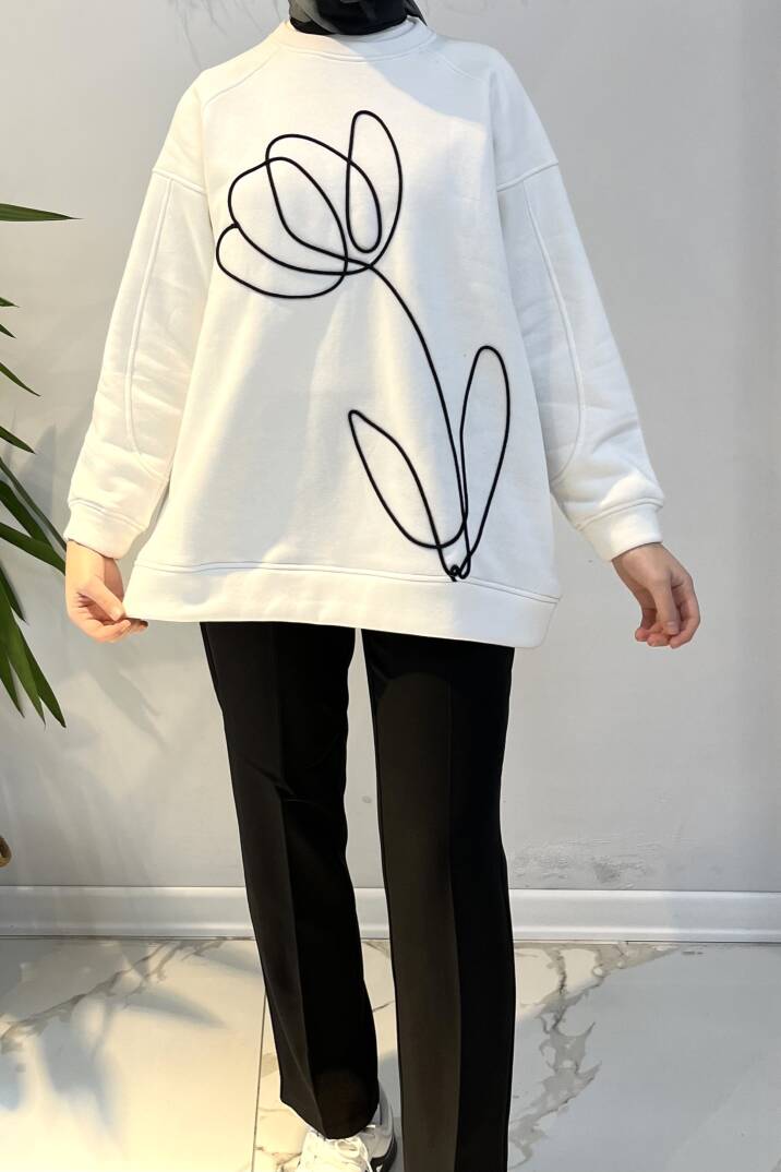 Sarmal Nakışlı Detaylı Sweat - 3