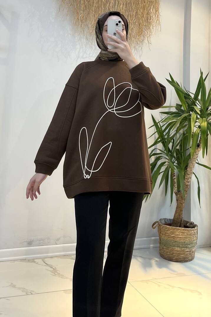 Sarmal Nakışlı Detaylı Sweat - 4