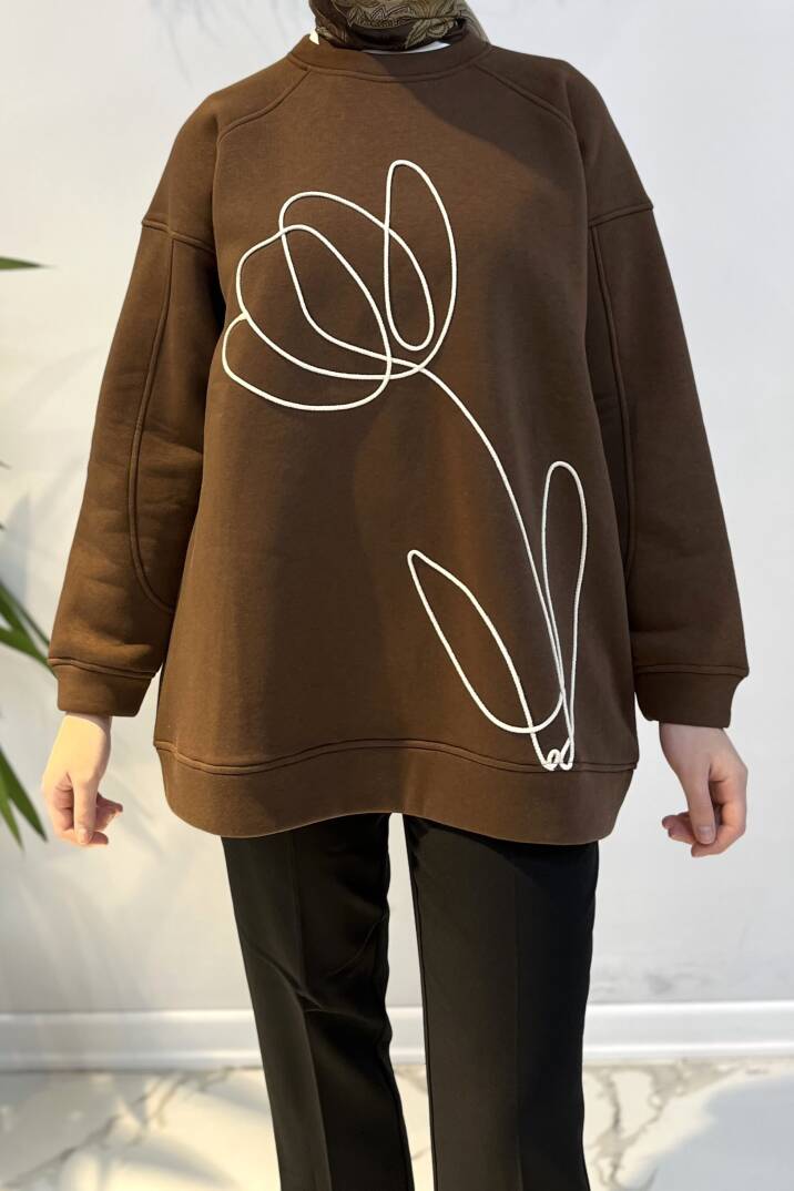 Sarmal Nakışlı Detaylı Sweat - 5