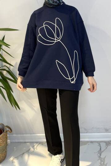 Sarmal Nakışlı Detaylı Sweat - 7
