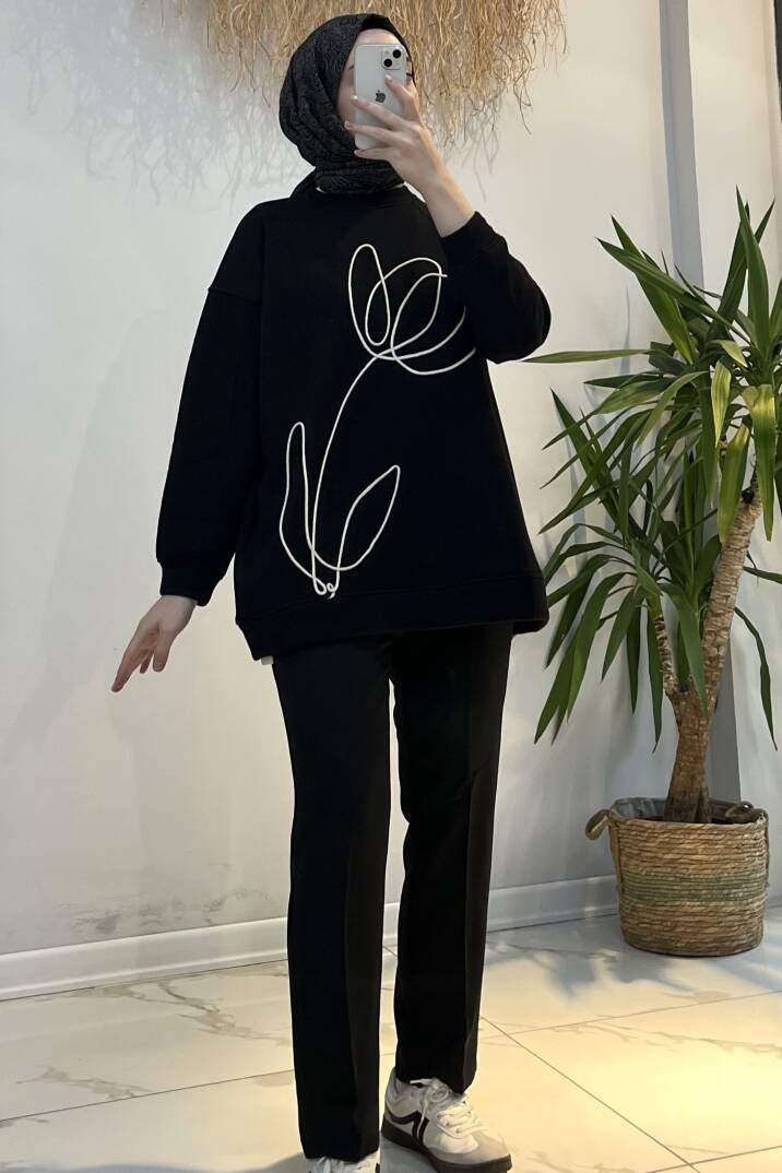 Sarmal Nakışlı Detaylı Sweat - 8