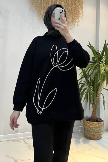 Sarmal Nakışlı Detaylı Sweat - 9