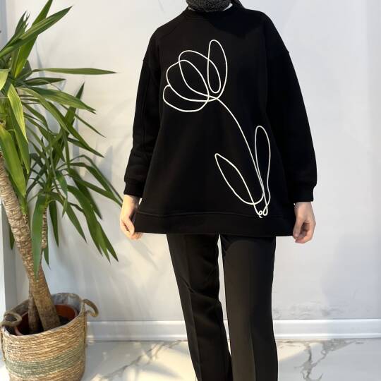 Sarmal Nakışlı Detaylı Sweat - 10